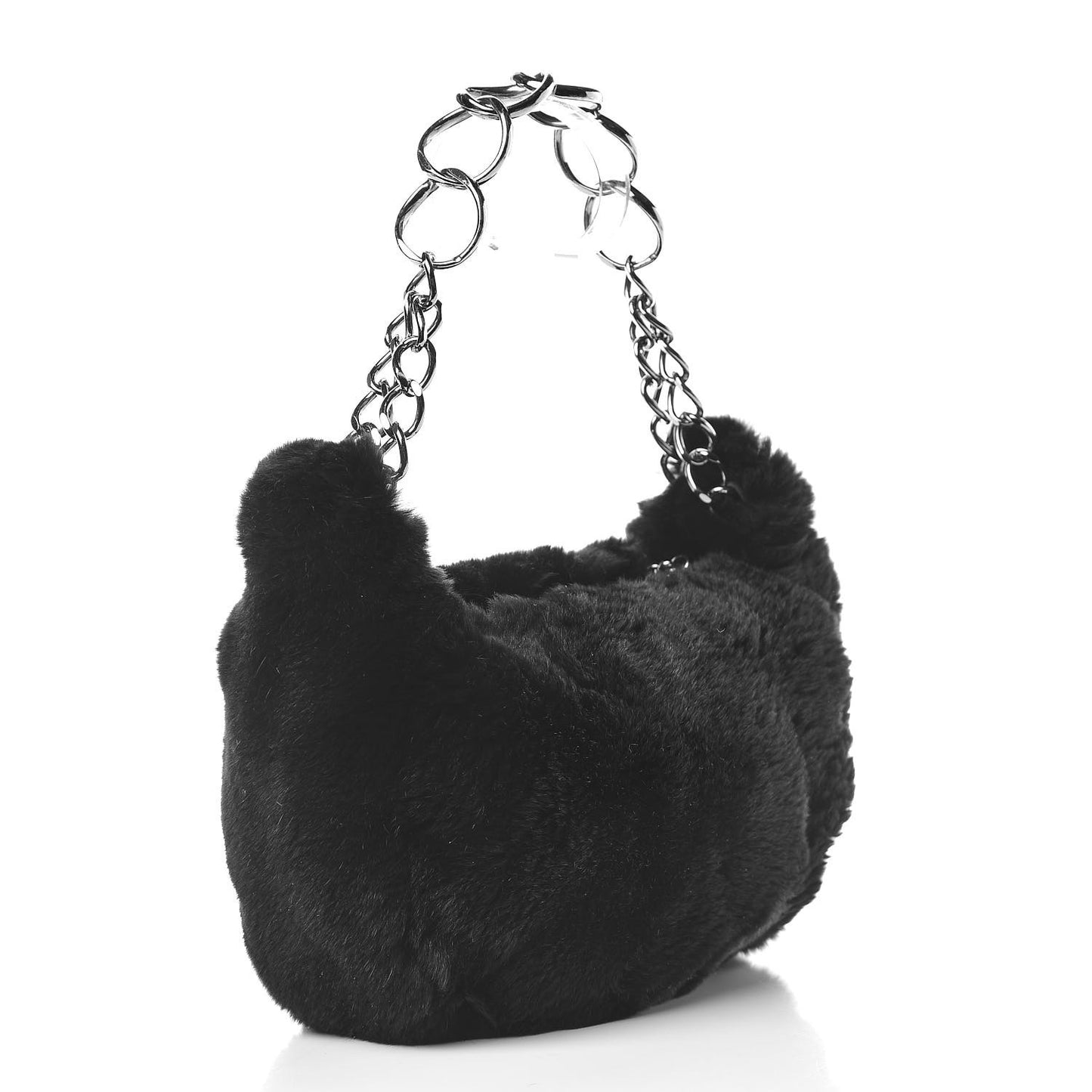 Lapin Rabbit Fur Shoulder Bag Black