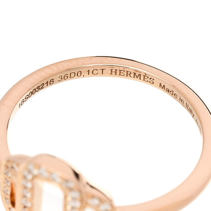 Hermes 18K Rose Gold Diamond Attelage Ring 48 4.5 5 of 7