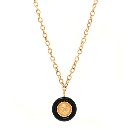 Chanel Resin Chain CC Pendant Necklace Gold Black 1 of 6