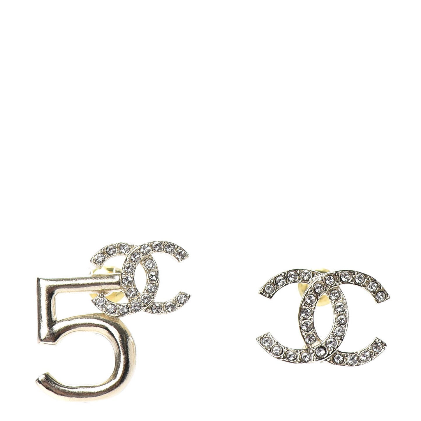 Crystal CC No 5 Earrings Gold