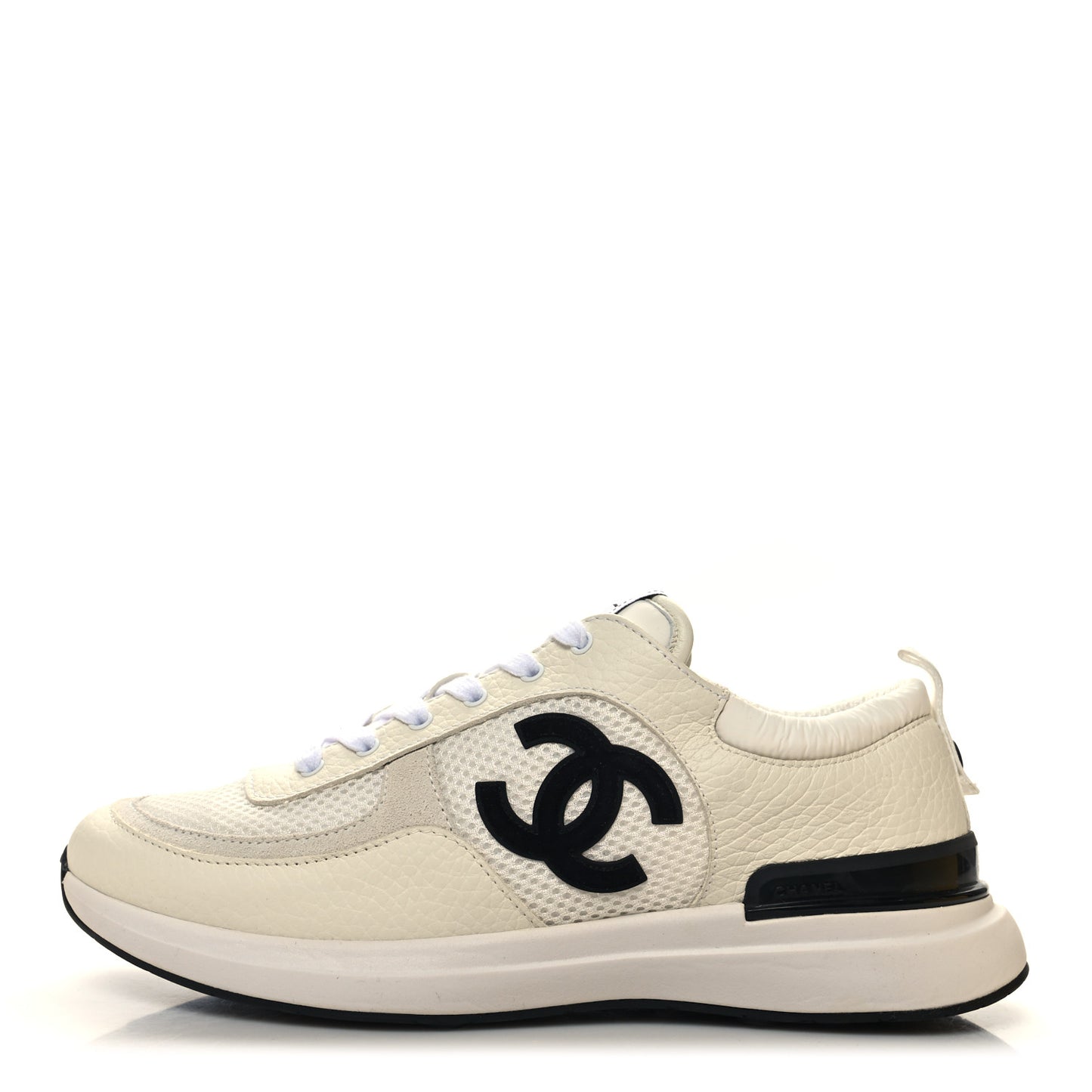 Calfskin Mesh Lycra Suede Womens Logo Sneakers 40 White