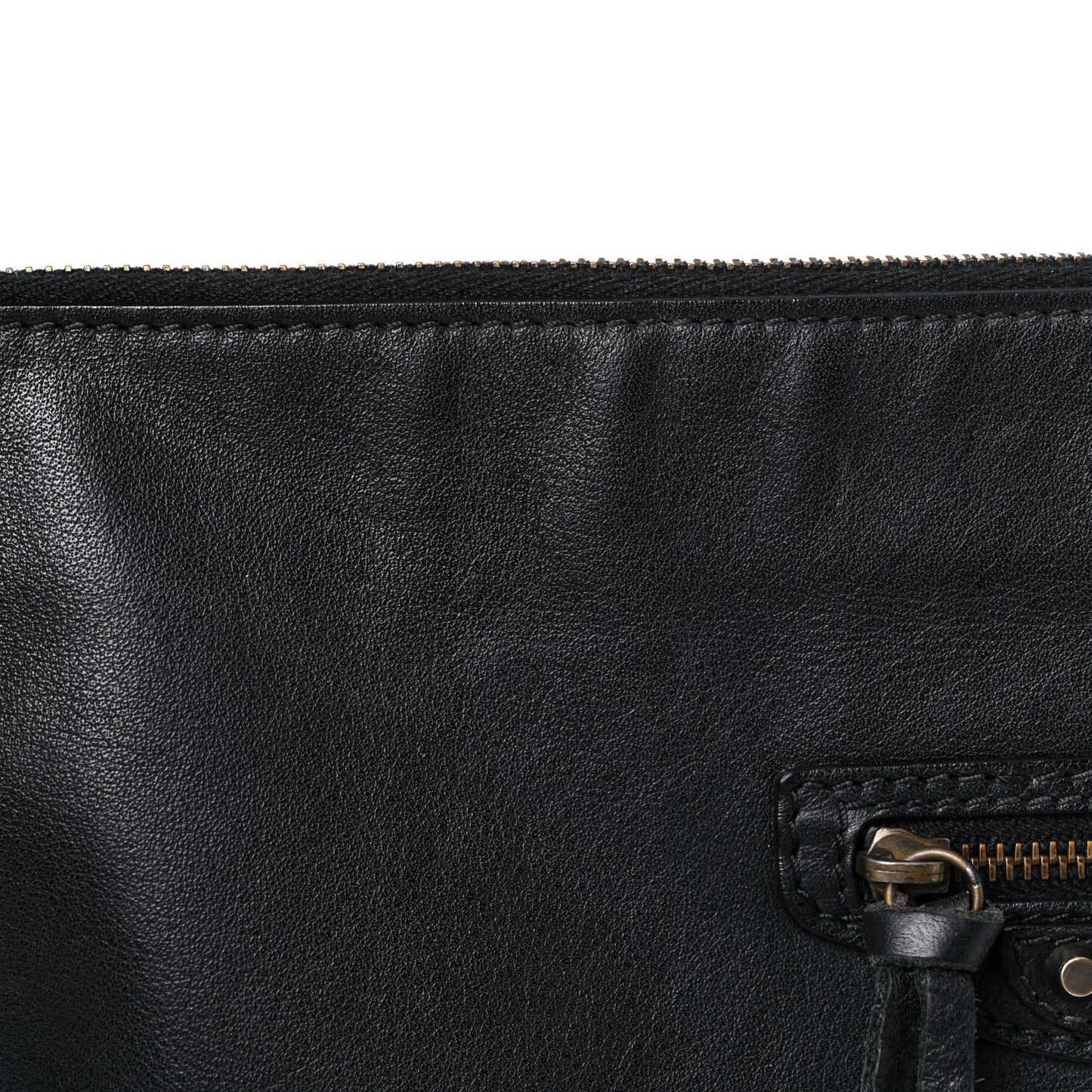 BALENCIAG Veau Papier Classic Silver Hardware Clutch Black