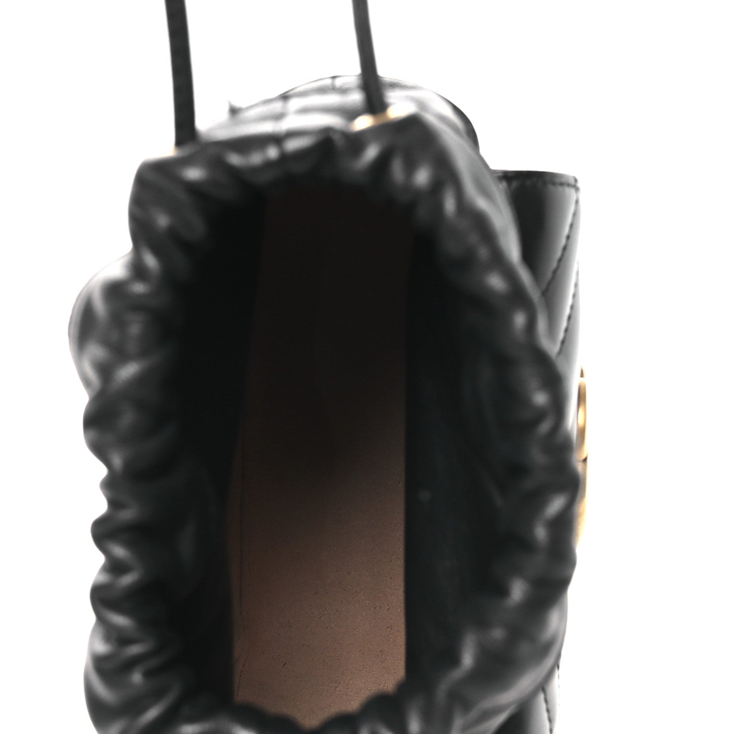 Gucci Calfskin Matelasse Front Pocket Mini GG Marmont Bucket Bag Black 5 of 11