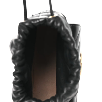 Gucci Calfskin Matelasse Front Pocket Mini GG Marmont Bucket Bag Black 5 of 11