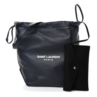 Saint Laurent Lambskin Teddy Drawstring Bag Dark Notte 1 of 4