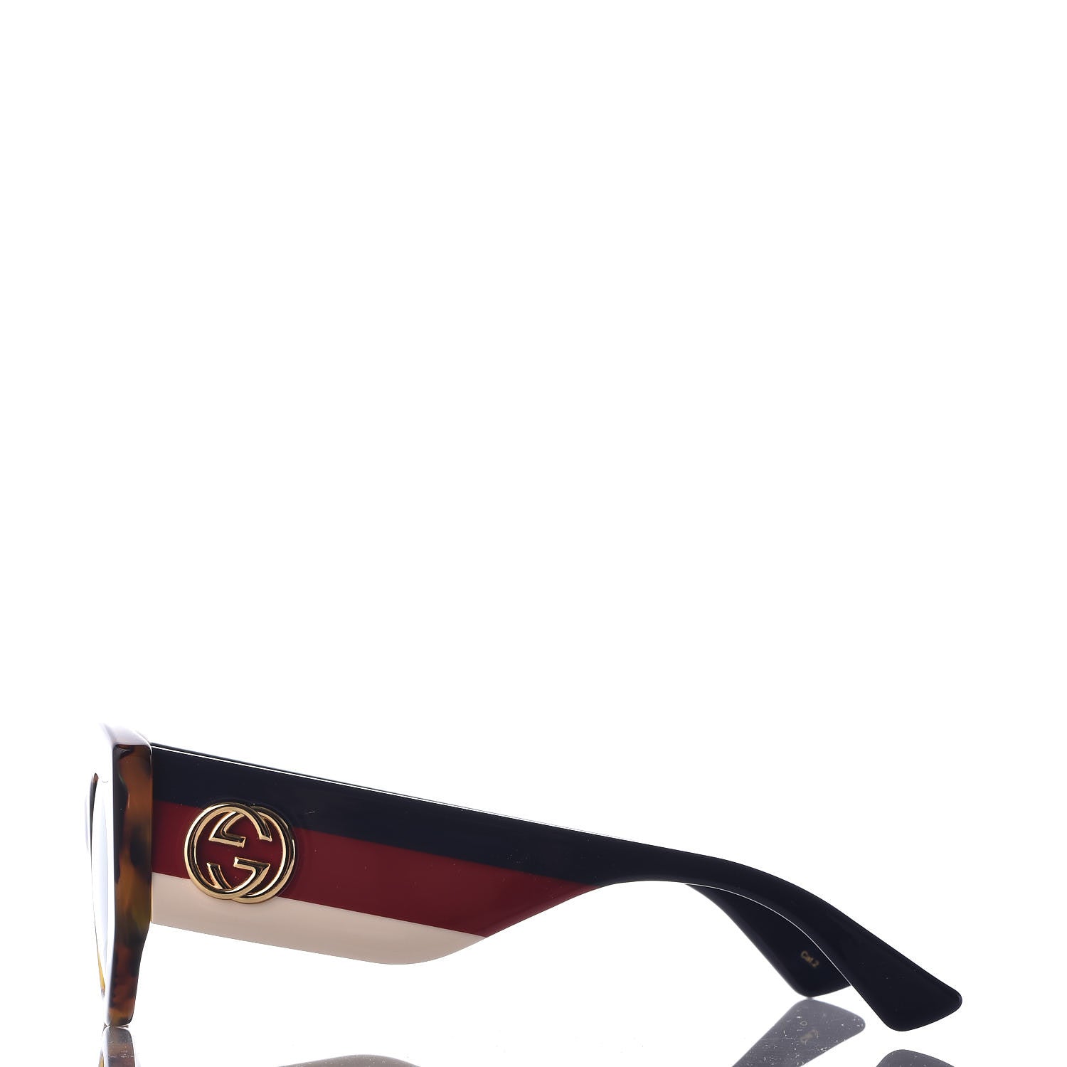 Gucci Acetate Oversized Rectangle Frame Web Sunglasses GG 0275/S Tortoise 3 of 7