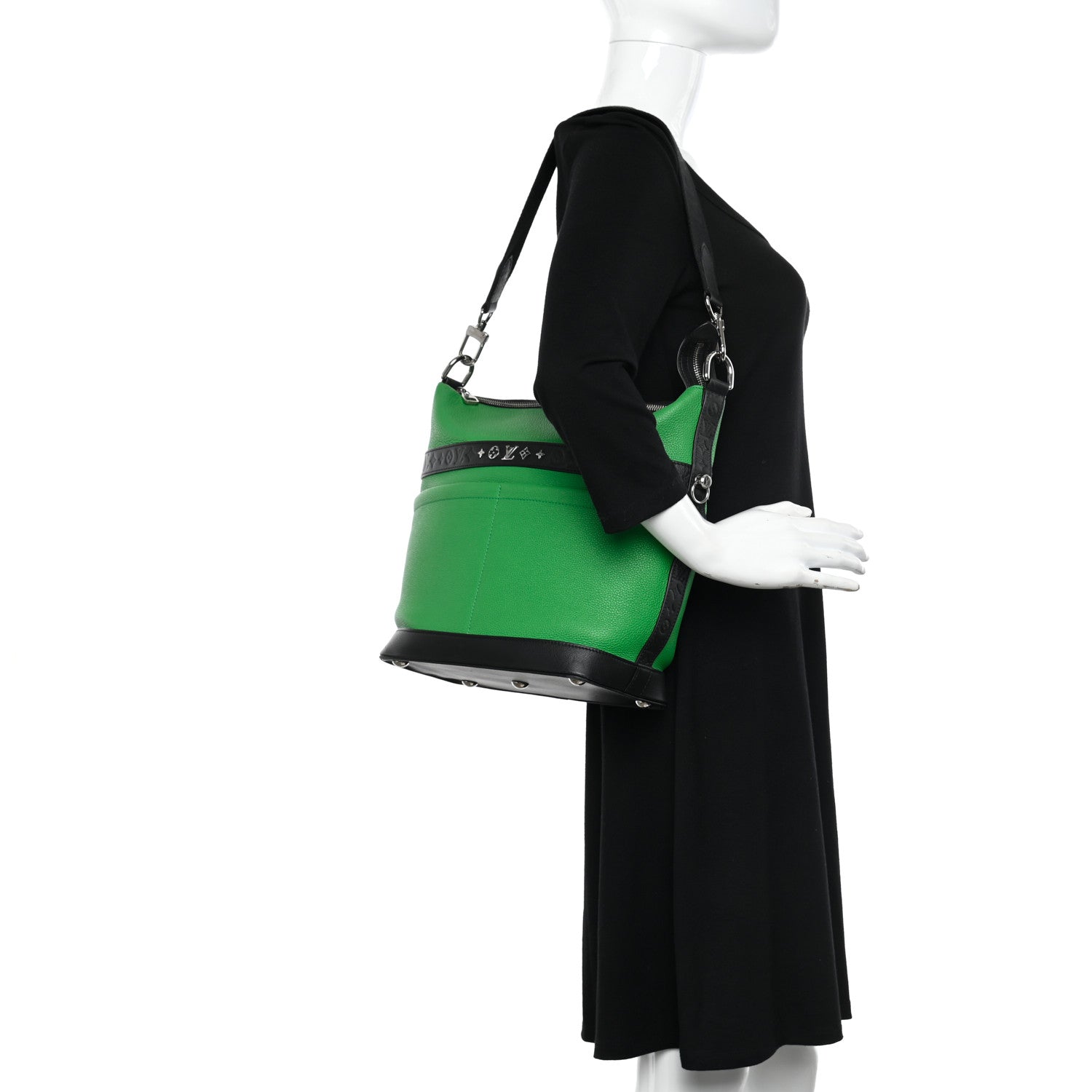 Louis Vuitton Calfskin Cruiser GM Green Black 2 of 10