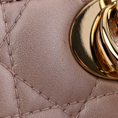Christian Dior Pearly Lambskin Cannage Medium Lady Dior Lotus 12 of 13