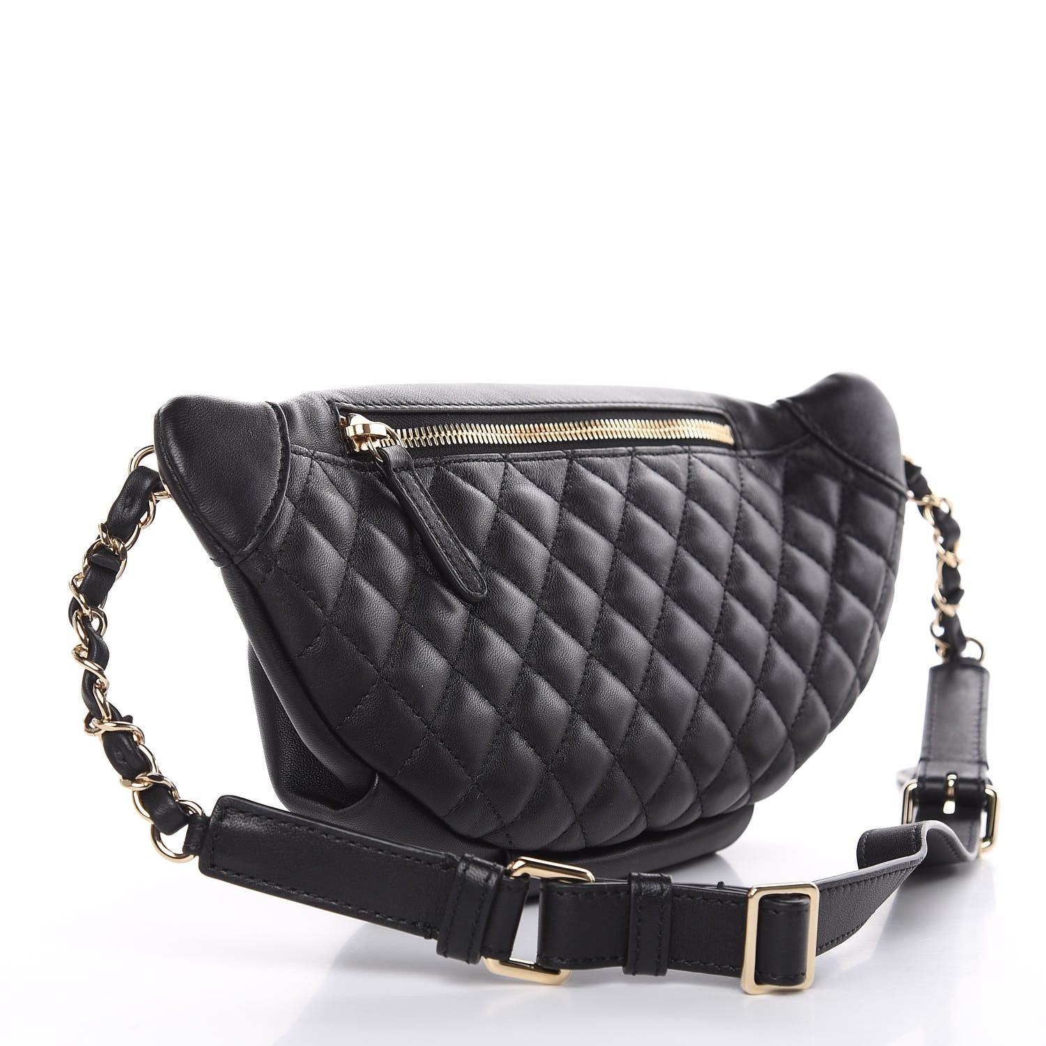 Chanel Lambskin Quilted Waist Bag Fanny Pack Black 3 of 12
