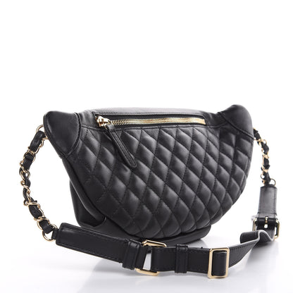 Chanel Lambskin Quilted Waist Bag Fanny Pack Black 3 of 12