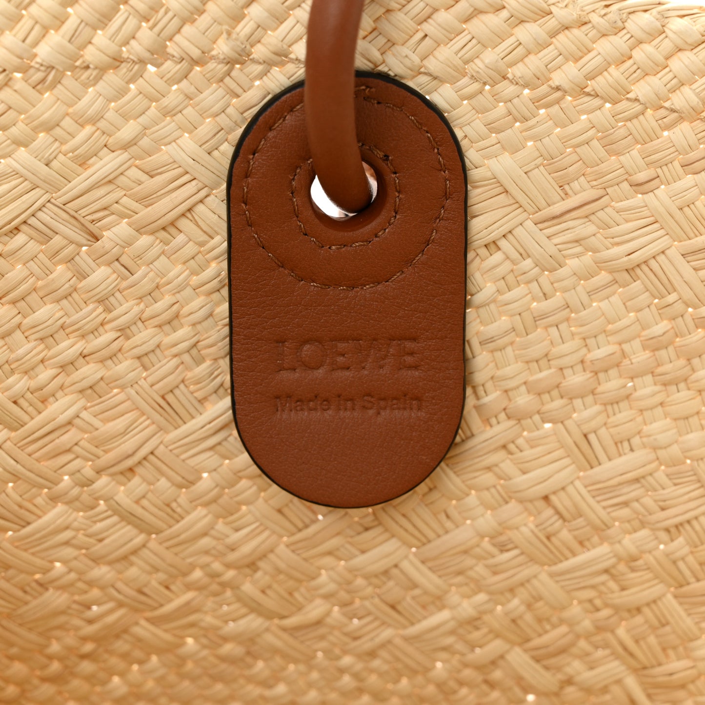 Calfskin Raffia Paulas Ibiza Small Anagram Basket Tote Bag Natural Tan