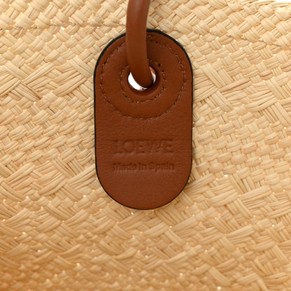 Loewe Calfskin Raffia Paulas Ibiza Small Anagram Basket Tote Bag Natural Tan 6 of 10