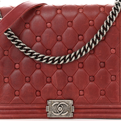 Chanel Nubuck Chesterfield Quilted Large Celtic Boy Flap Red 8 of 15