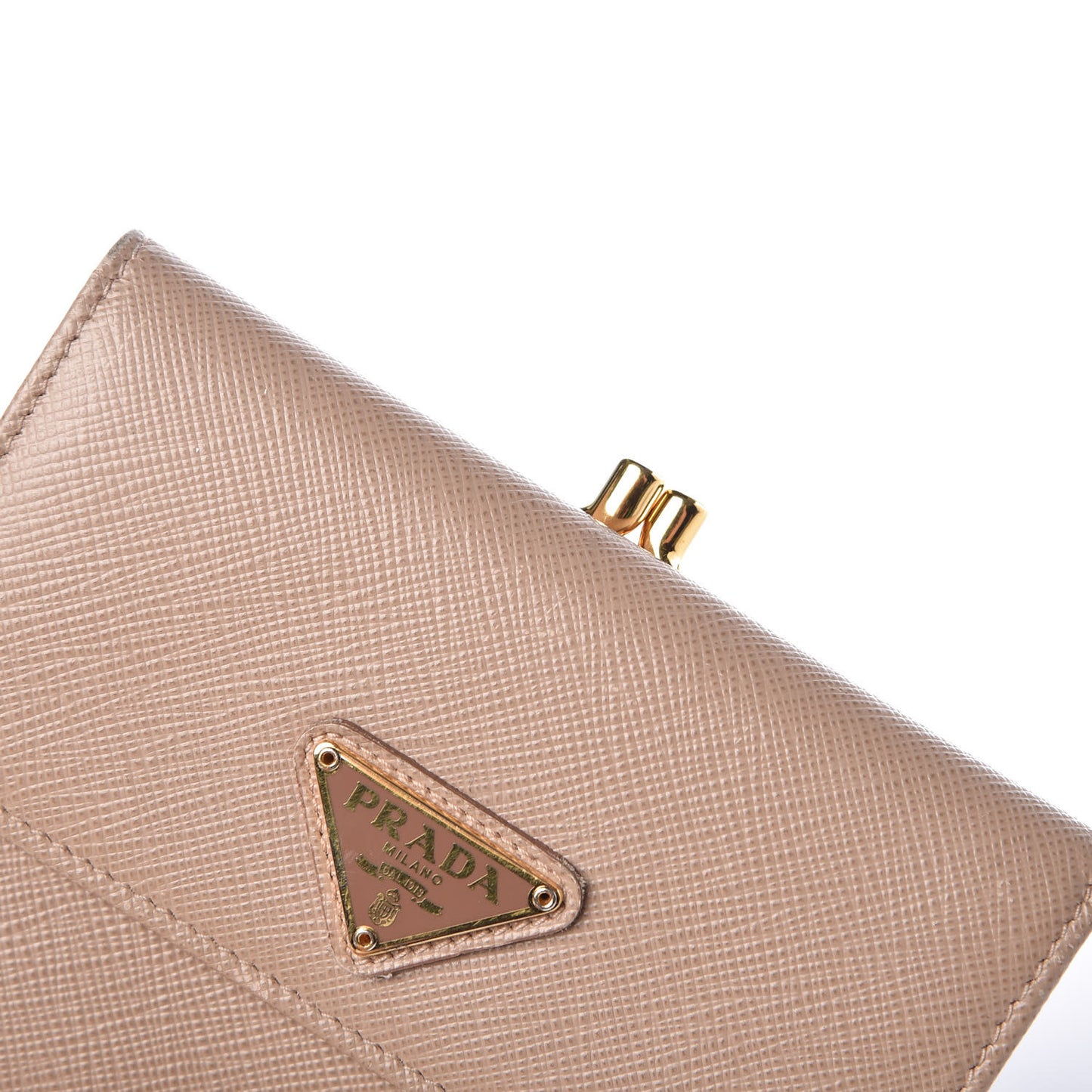 Saffiano Kiss Lock Compact Wallet Cammeo