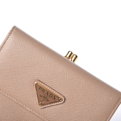 Prada Saffiano Kiss Lock Compact Wallet Cammeo 10 of 13