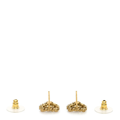 Chanel Pearl Crystal CC Heart Earrings Gold Multicolor 2 of 3