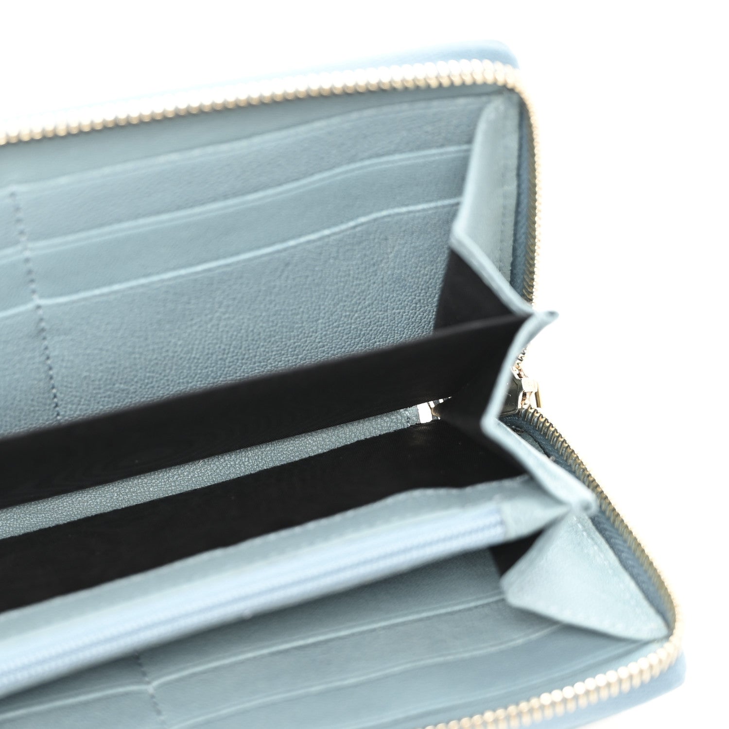 Saint Laurent Sheepskin ChYc Zip Around Wallet Blue Glacier 5 of 11