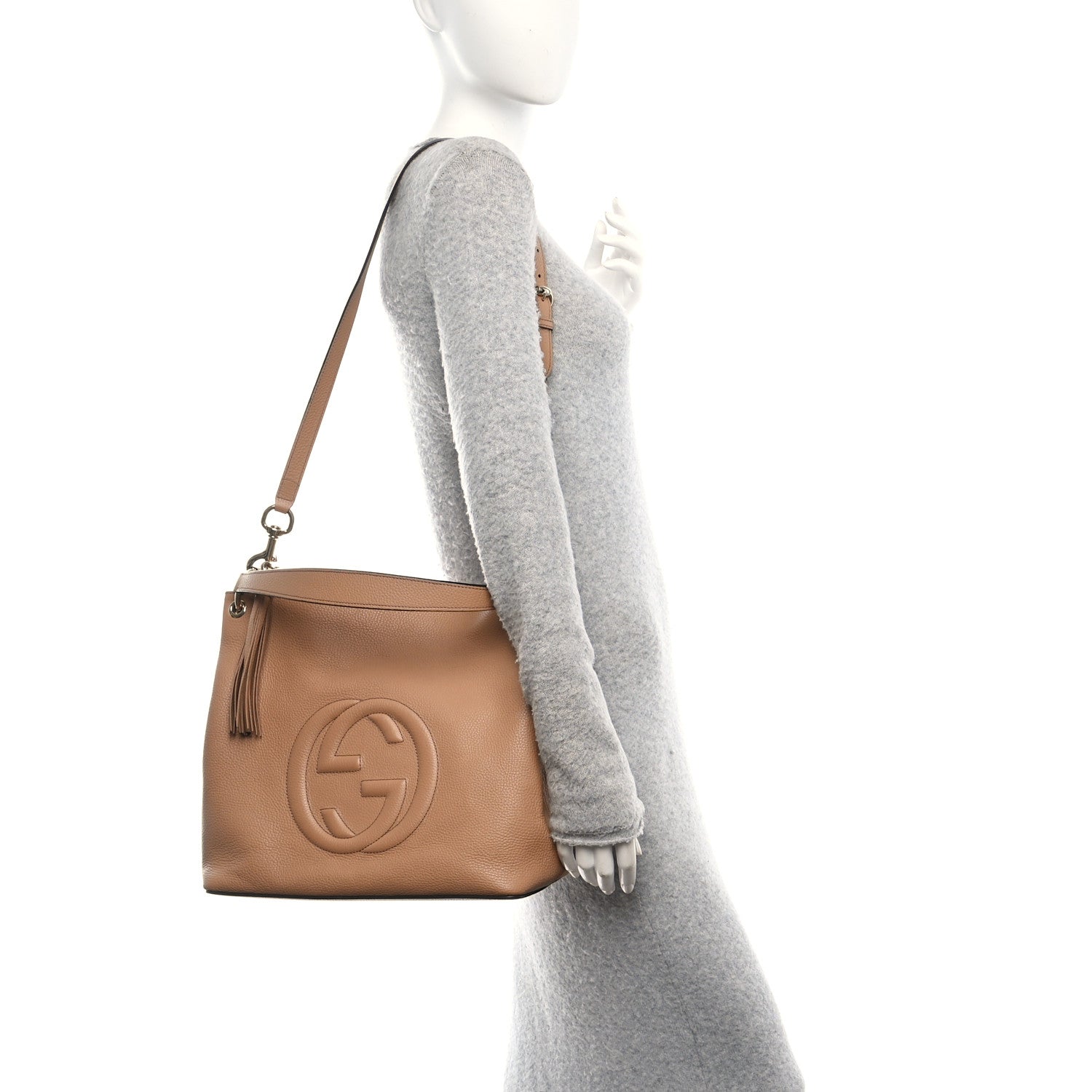 Gucci Pebbled Calfskin Large Soho Hobo Camelia 2 of 11
