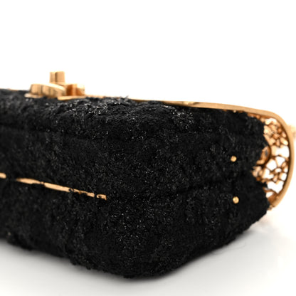 Chanel Metal Tweed Logo CC Minaudiere Flap Bag Black Gold 10 of 10