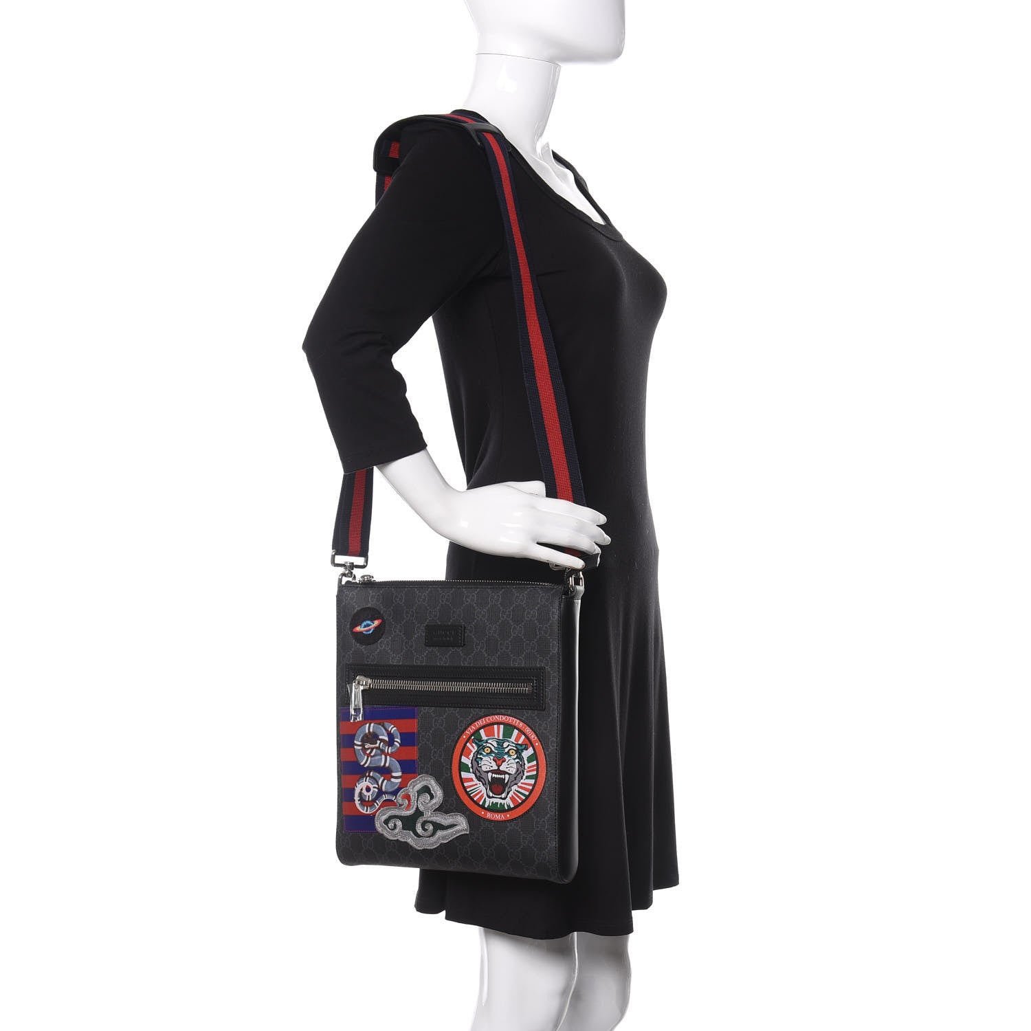 Gucci GG Supreme Monogram Night Courrier Flat Messenger Bag Black Multicolor 2 of 12