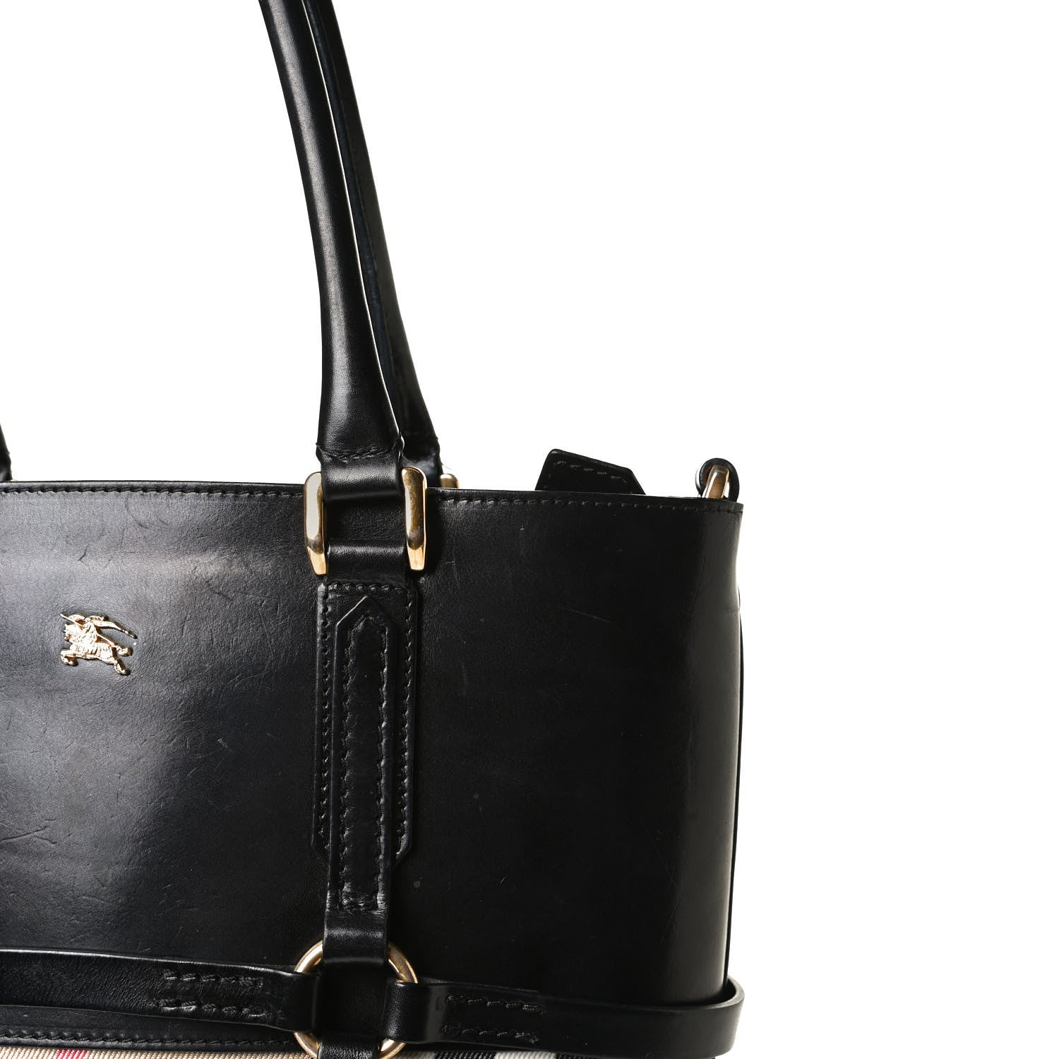 Burberry House Check Bridle Calfskin Tote Black 20 of 24