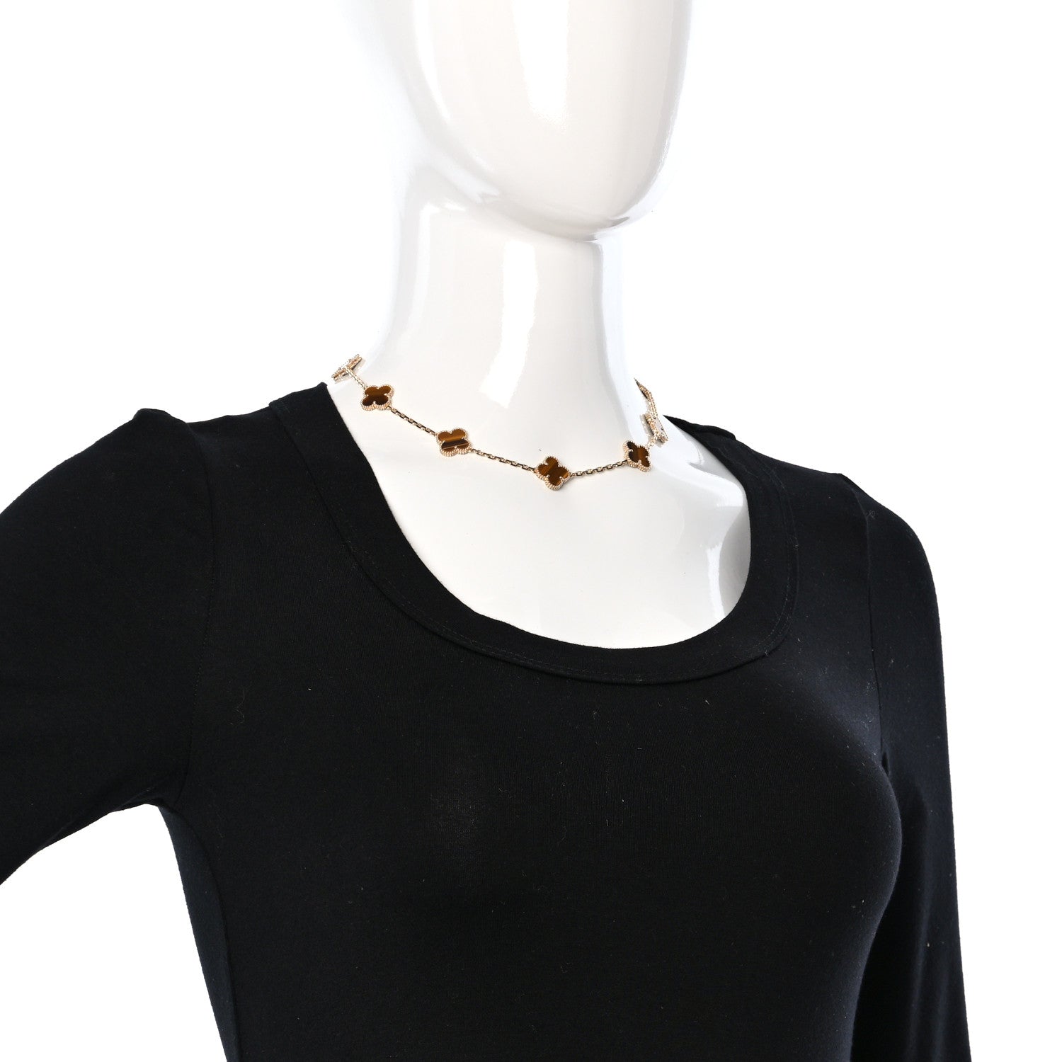 Van Cleef & Arpels 18K Yellow Gold Tiger Eye 10 Motifs Vintage Alhambra Necklace 3 of 5