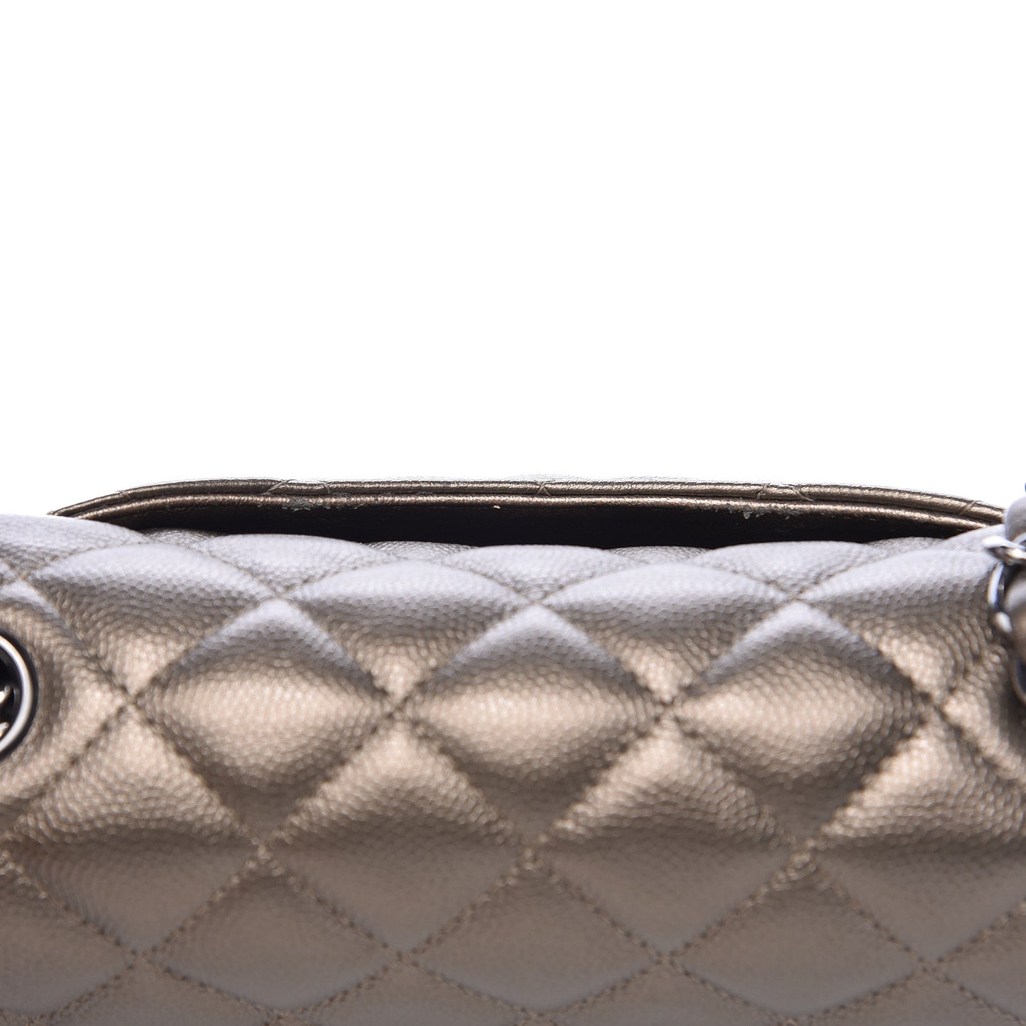 Metallic Caviar Quilted Mini Rectangular Flap Bronze