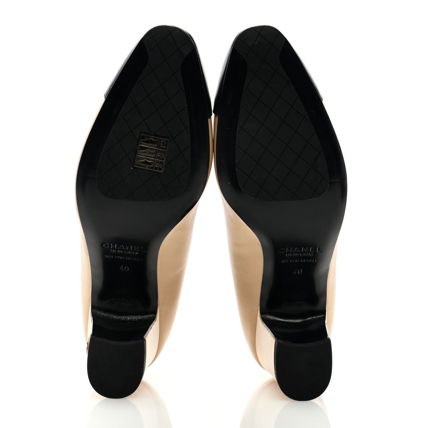 Lambskin Cap Toe CC Pumps 40 Beige Black