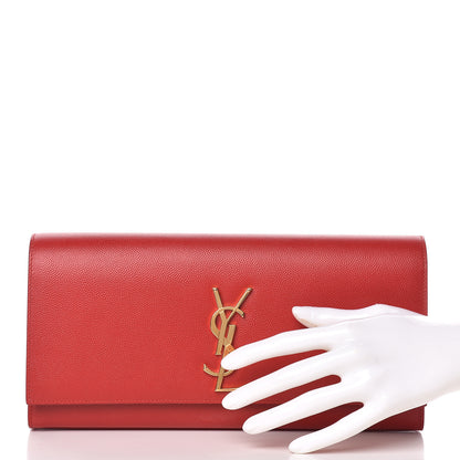 Saint Laurent Grain De Poudre Classic Monogram Cassandre Clutch New Red 2 of 9