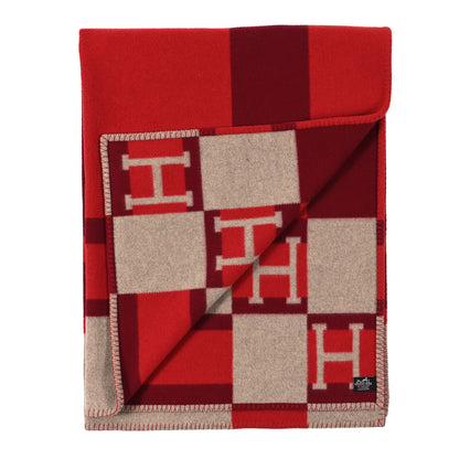 Hermes Wool Cashmere Avalon Bayadere Blanket Rouge 3 of 4