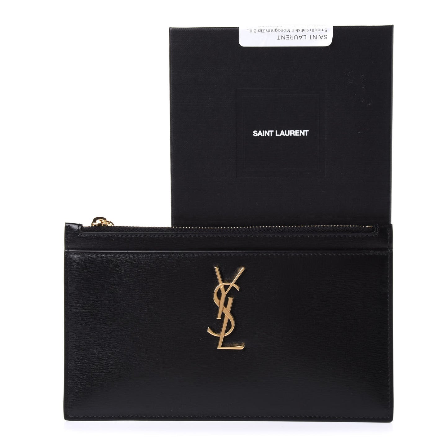 Smooth Calfskin Monogram Zip Bill Pouch Black