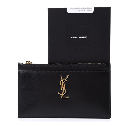Saint Laurent Smooth Calfskin Monogram Zip Bill Pouch Black 8 of 8