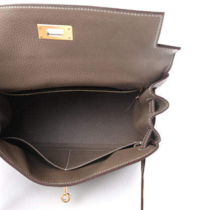 Hermes Taurillon Clemence Kelly Retourne 28 Etoupe 5 of 11