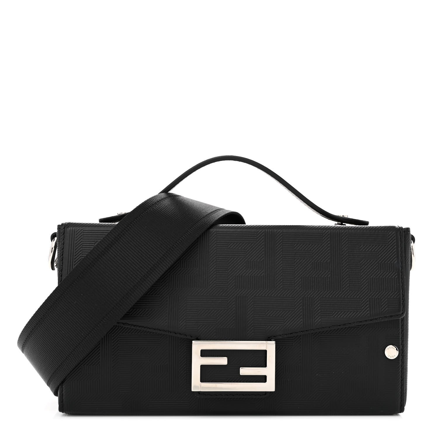 Fendi Vitello King FF Lines Embossed Baguette Soft Trunk Black 1 of 12