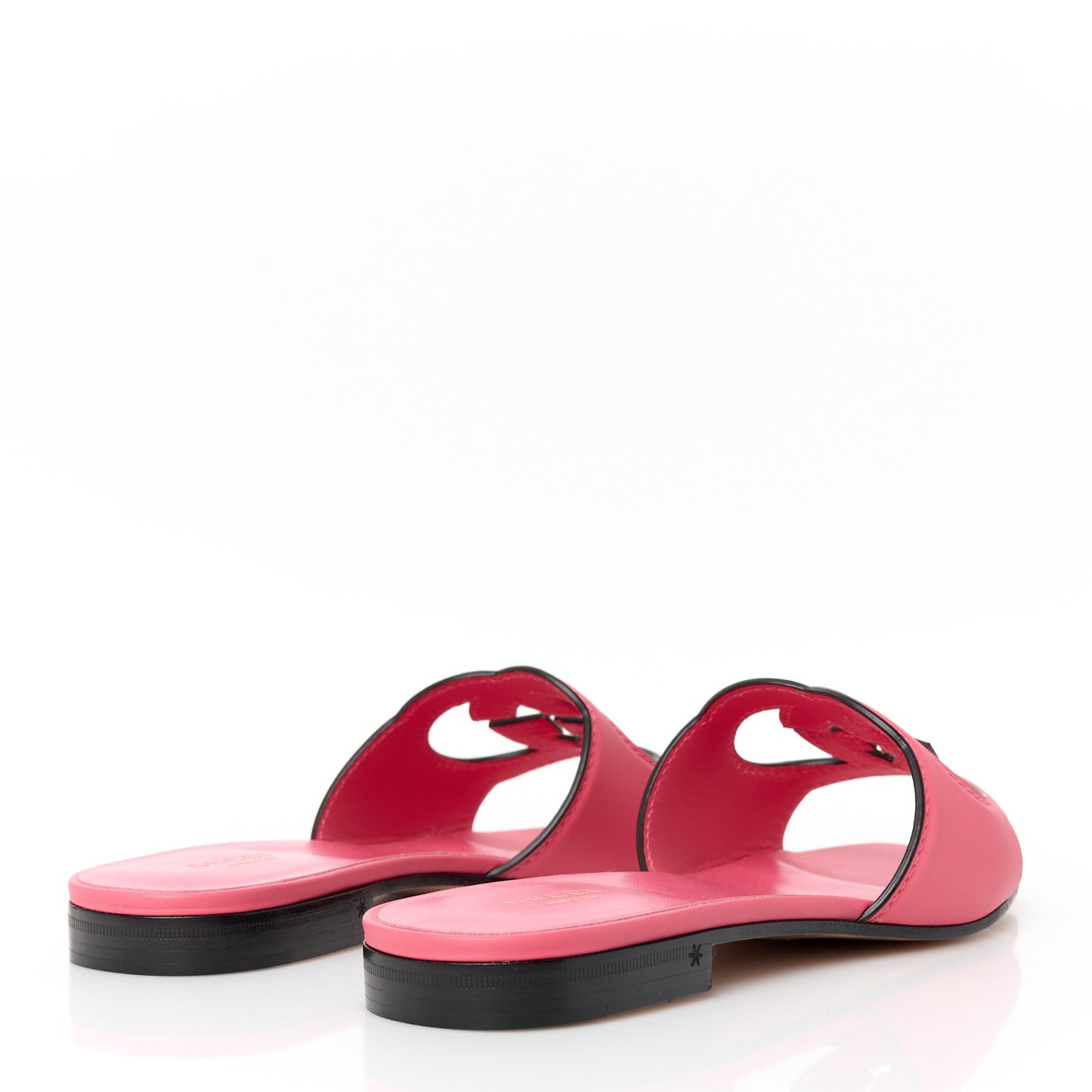 Cosmos Softy Calfskin Interlocking G Cut Out Slide Sandals 38 Rhodamine Pink