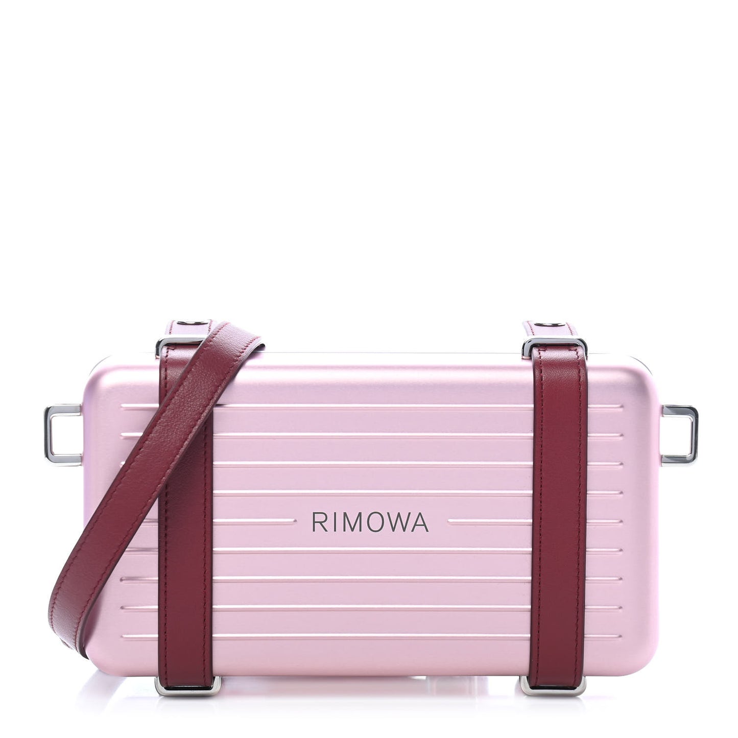 X RIMOWA Aluminum Personal Clutch On Strap Rose