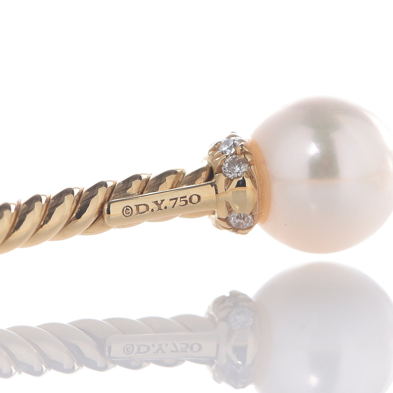 David Yurman 18K Yellow Gold Diamond Pearl 7mm Solari Bracelet 5 of 5