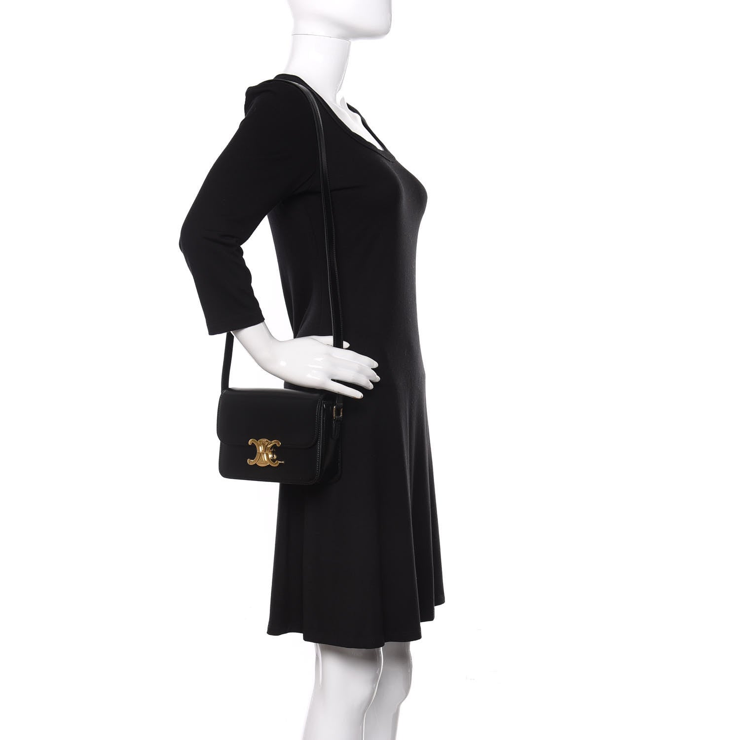 Celine Shiny Calfskin Small Triomphe Black 2 of 12