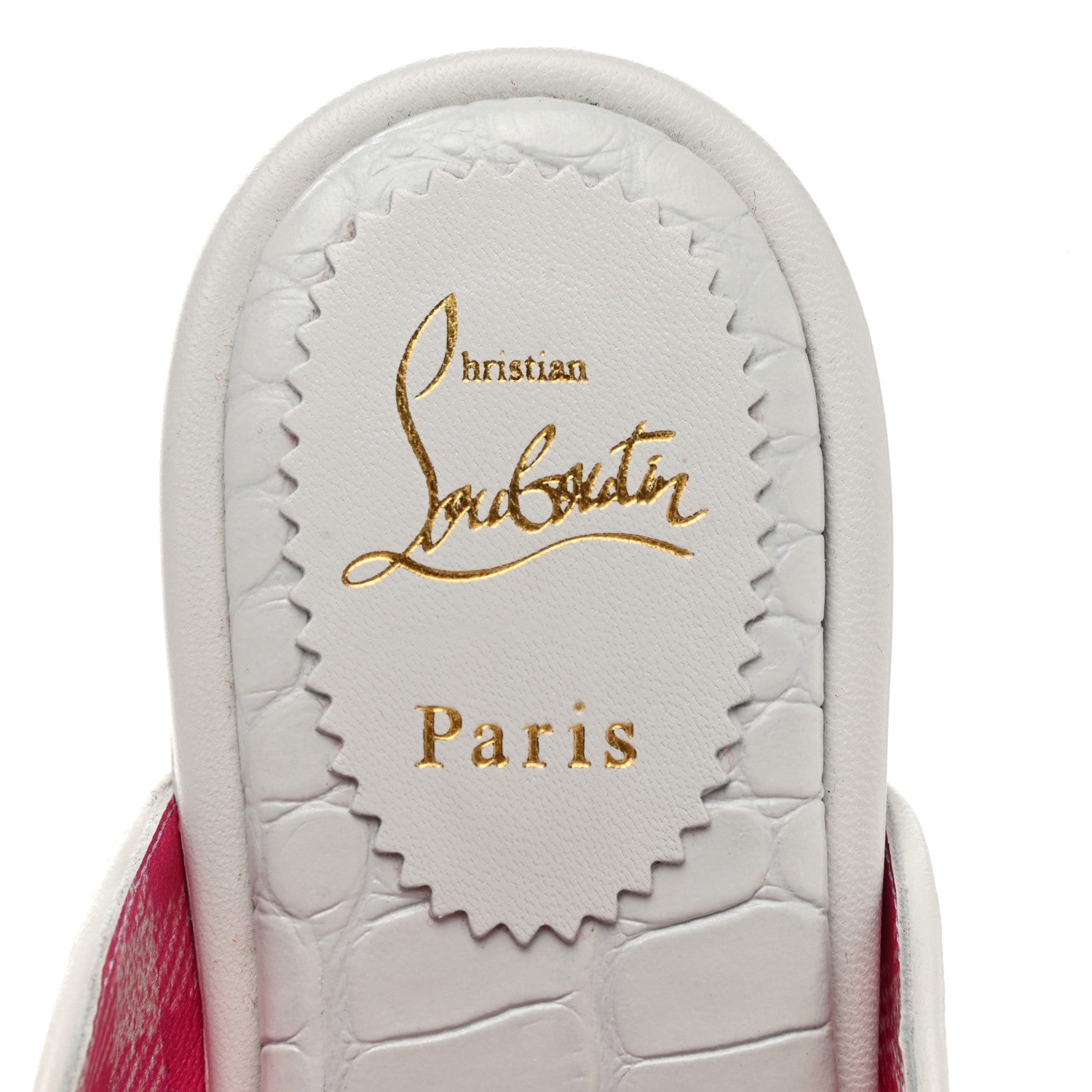 Christian Louboutin Toile Alligator Embossed Navy Coolito Flat 39.5 Rose White 7 of 7