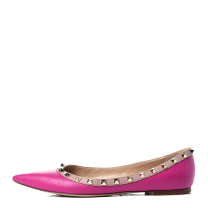 Valentino Garavani Calfskin Nappa Rockstud Ballerina Flats 40 Fuxia Poudre 1 of 13