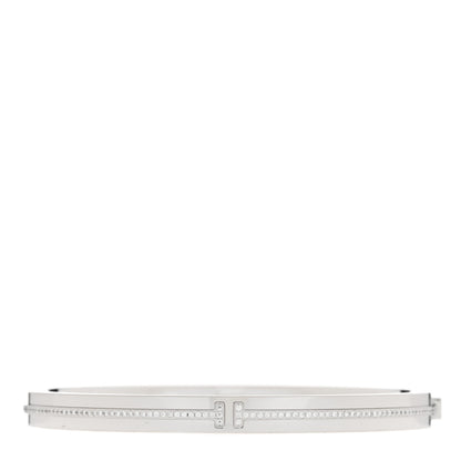 Tiffany 18K White Gold Diamond T Hinged Bangle Bracelet 1 of 4
