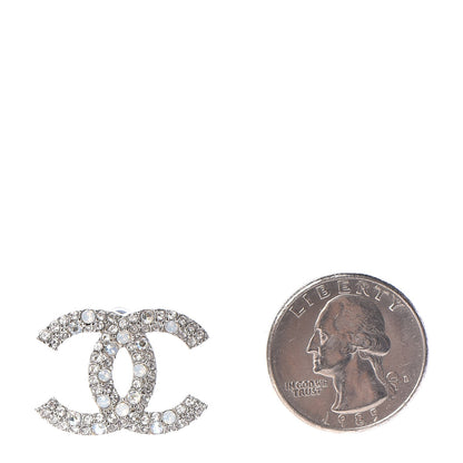 Chanel Crystal Large CC Earrings Silver 2 of 5