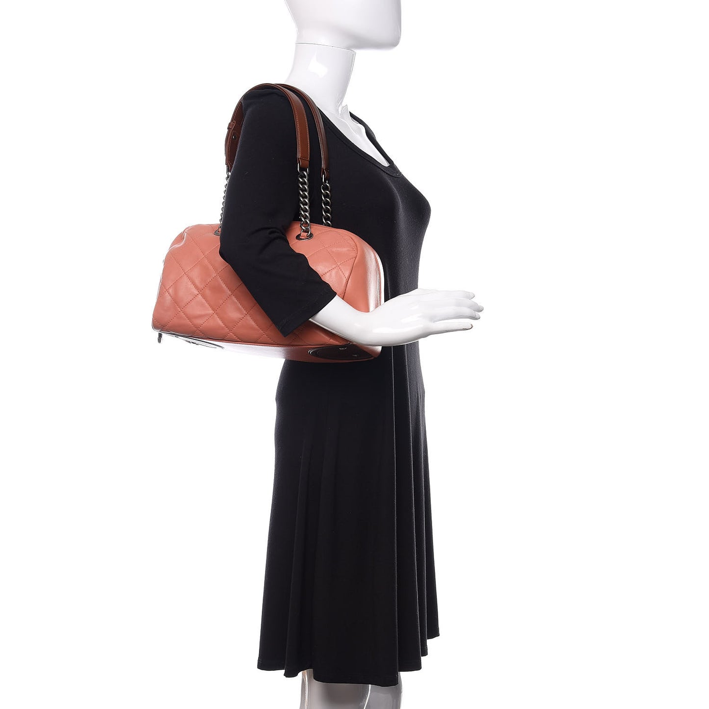 Calfskin Quilted Country Chic Bowler Pink