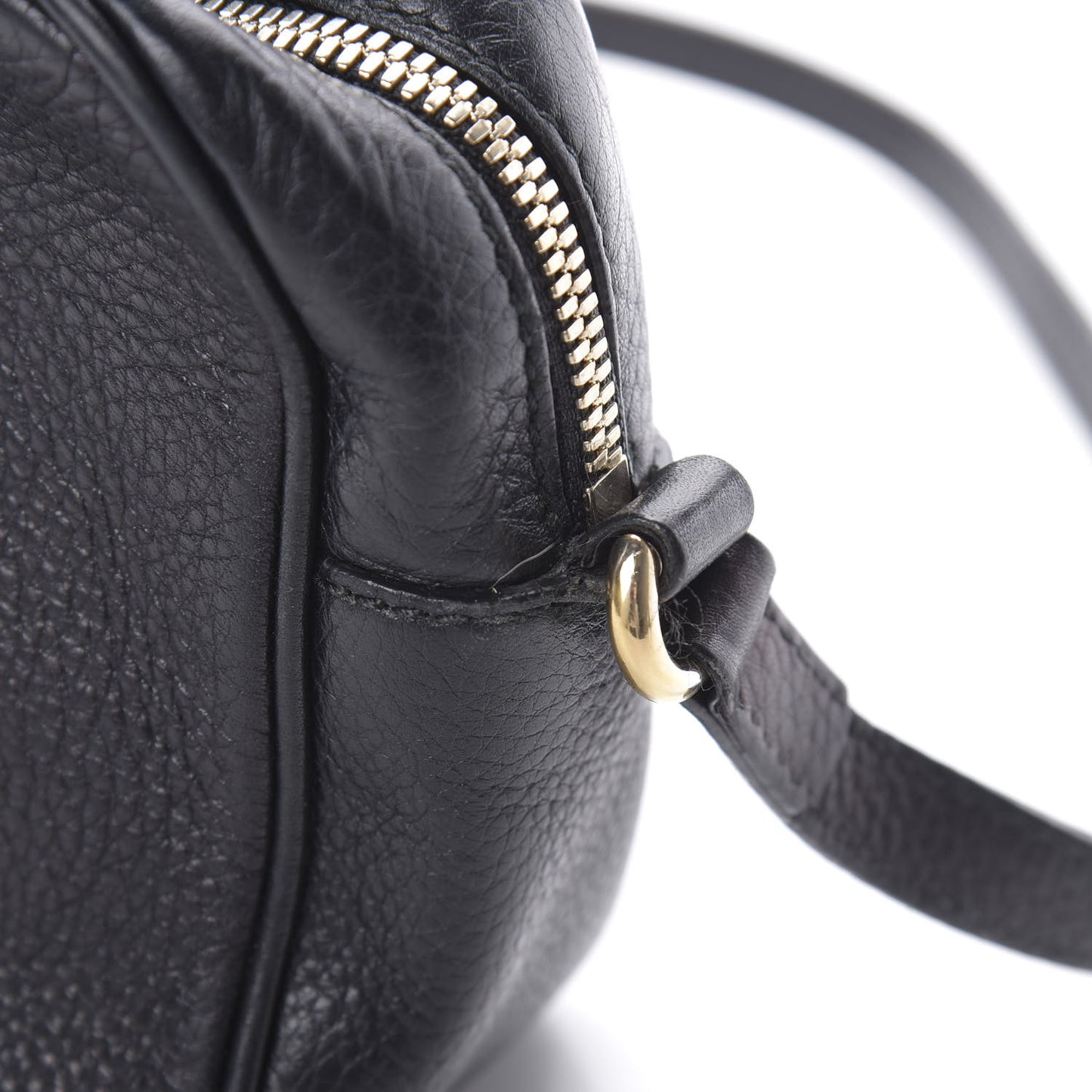 Pebbled Calfskin Small Soho Disco Bag Black
