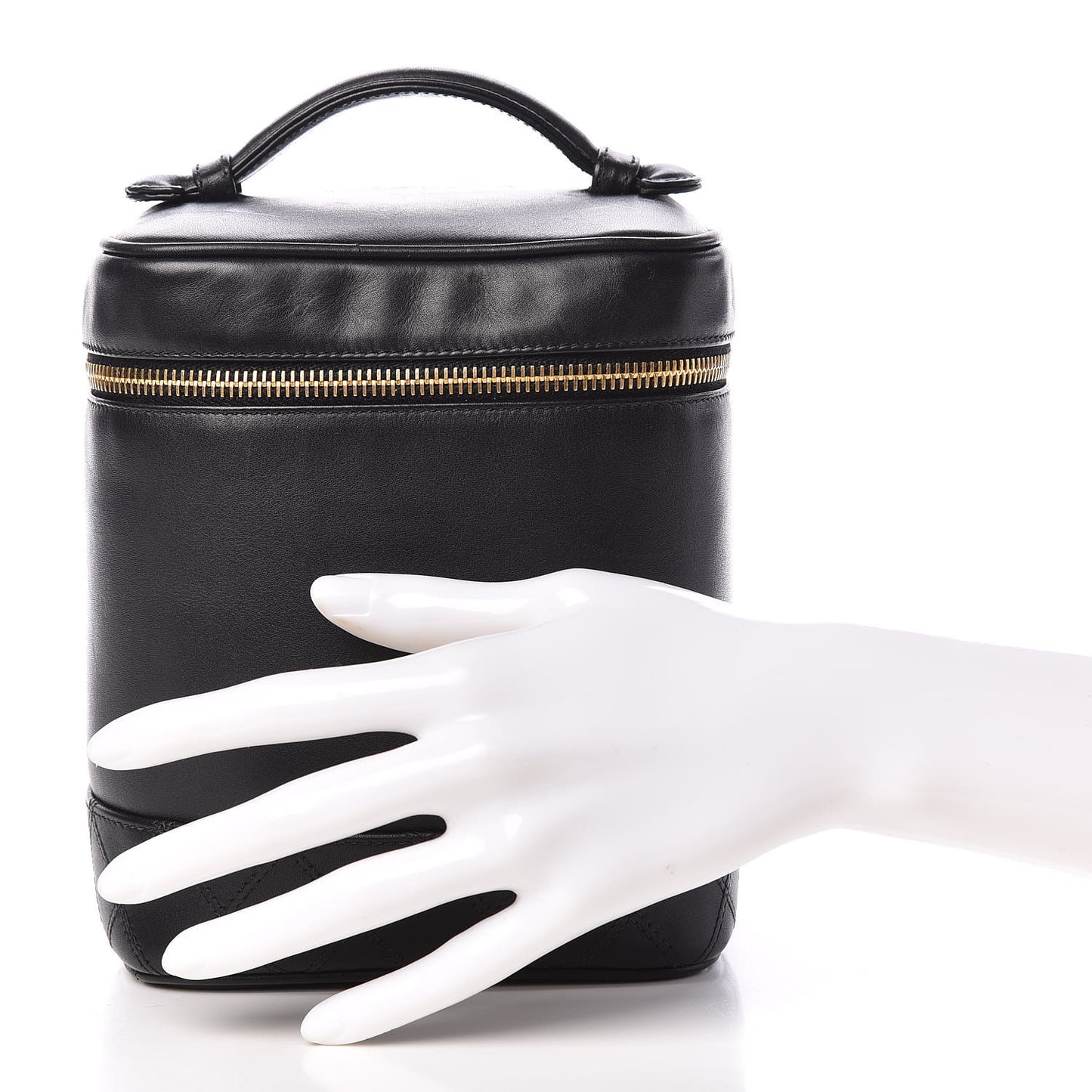 Lambskin Vanity Cosmetic Case Black
