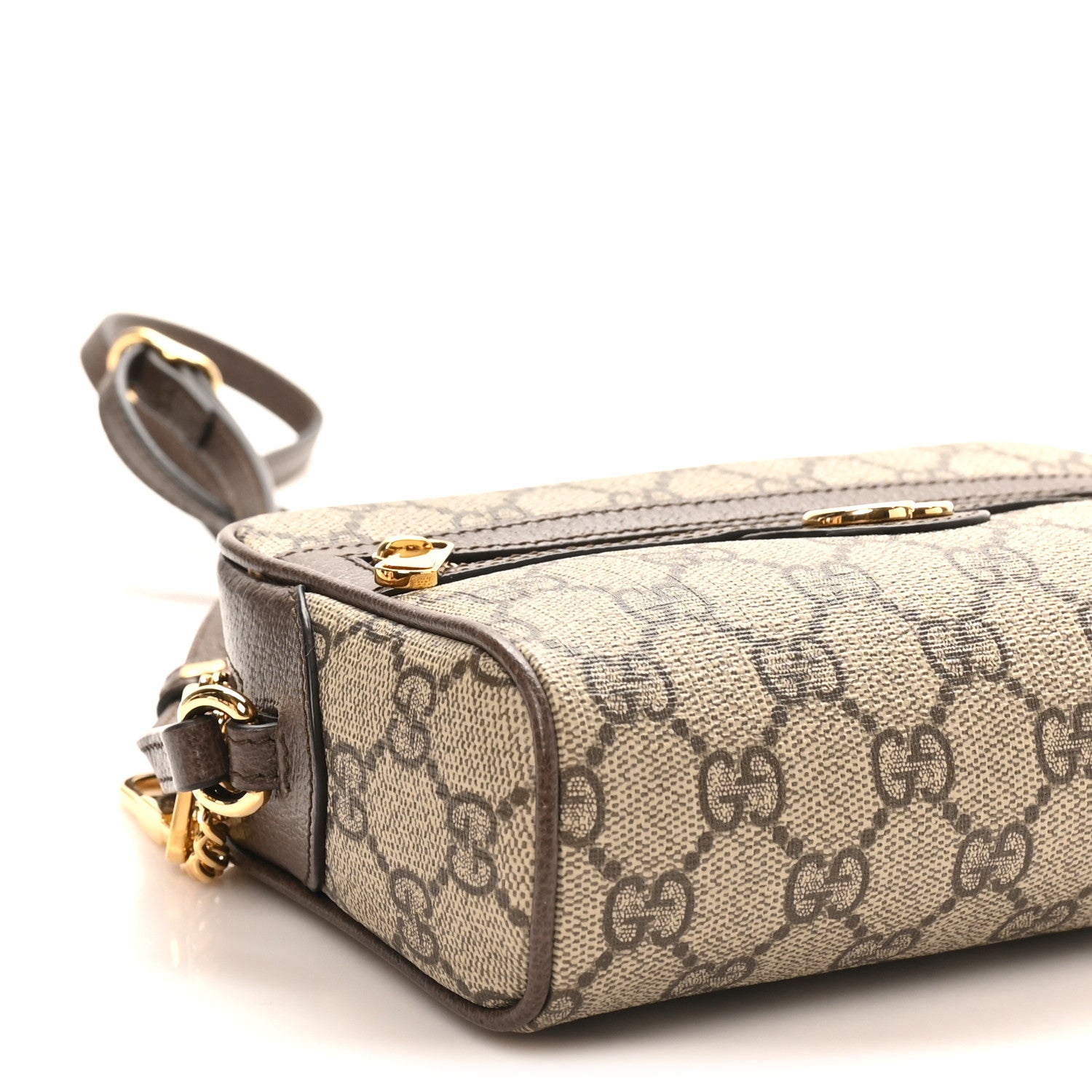 Gucci Denim Monogram Textured Dollar Calfskin Super Mini Ophidia Shoulder Bag Beige Ebony New Acero 9 of 10