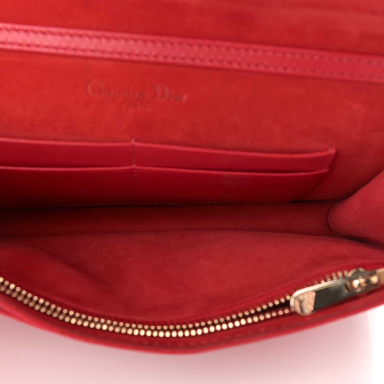 Christian Dior Grained Calfskin Diorama Wallet on Chain Pouch Rouge Vif 5 of 12
