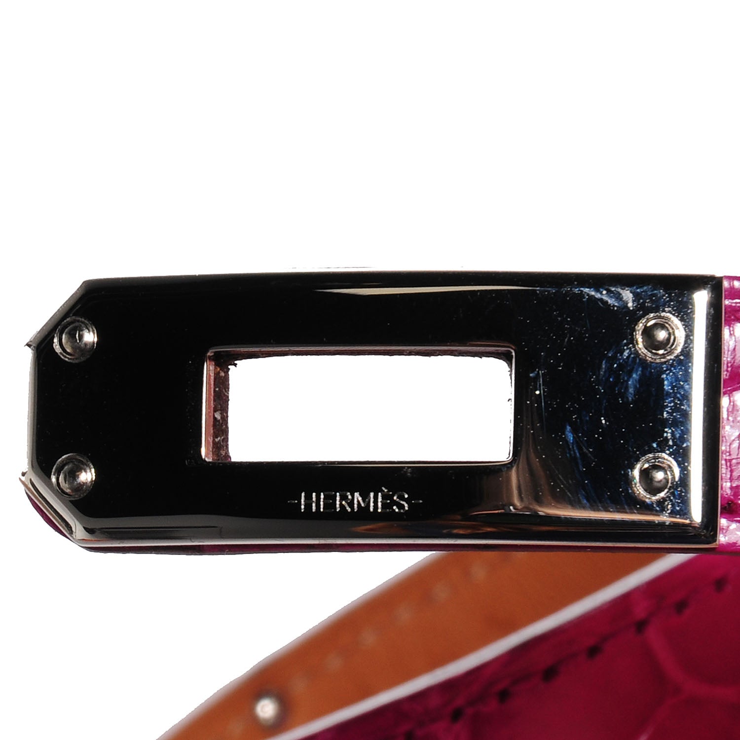 Hermes Shiny Alligator Kelly Double Tour Bracelet Rose Scheherazade Small 4 of 7