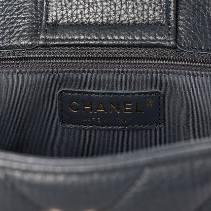 Chanel Metallic Calfskin Chevron Quilted Statement Shopping Bag Blue 6 of 14