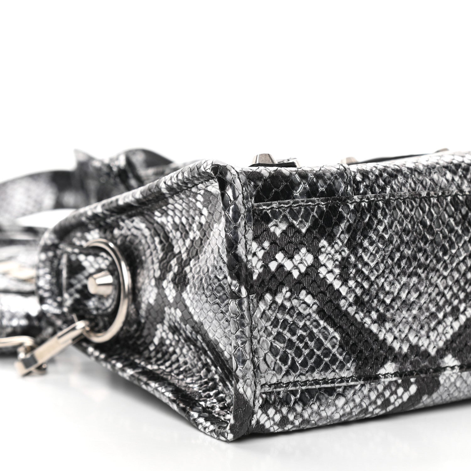 Balenciaga Metallic Calfskin Snakeskin Embossed Classic Silver Hardware Mini City Silver 9 of 10